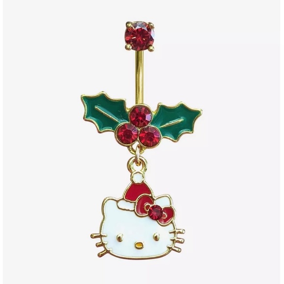 Hot Topic Hello Kitty Holiday Navel Barbel 14G Stainless Steel Belly Button Ring - Picture 4 of 4